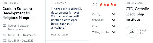 Catholic Leadership Institute's review of Buildable Custom Software on Clutch
